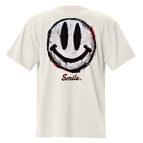 "Smile." Smiley Face - Oversized Faded Tee